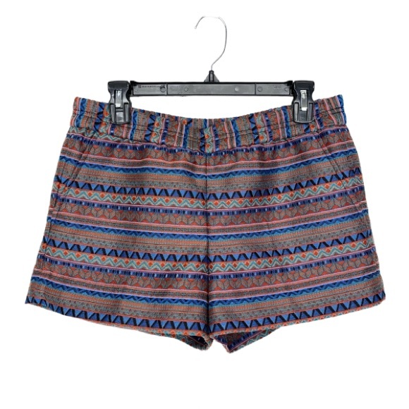 J. Crew Boho Tribal Striped Multi Thick Shorts Orange Blue Multi Like New Size 4 - Picture 1 of 13